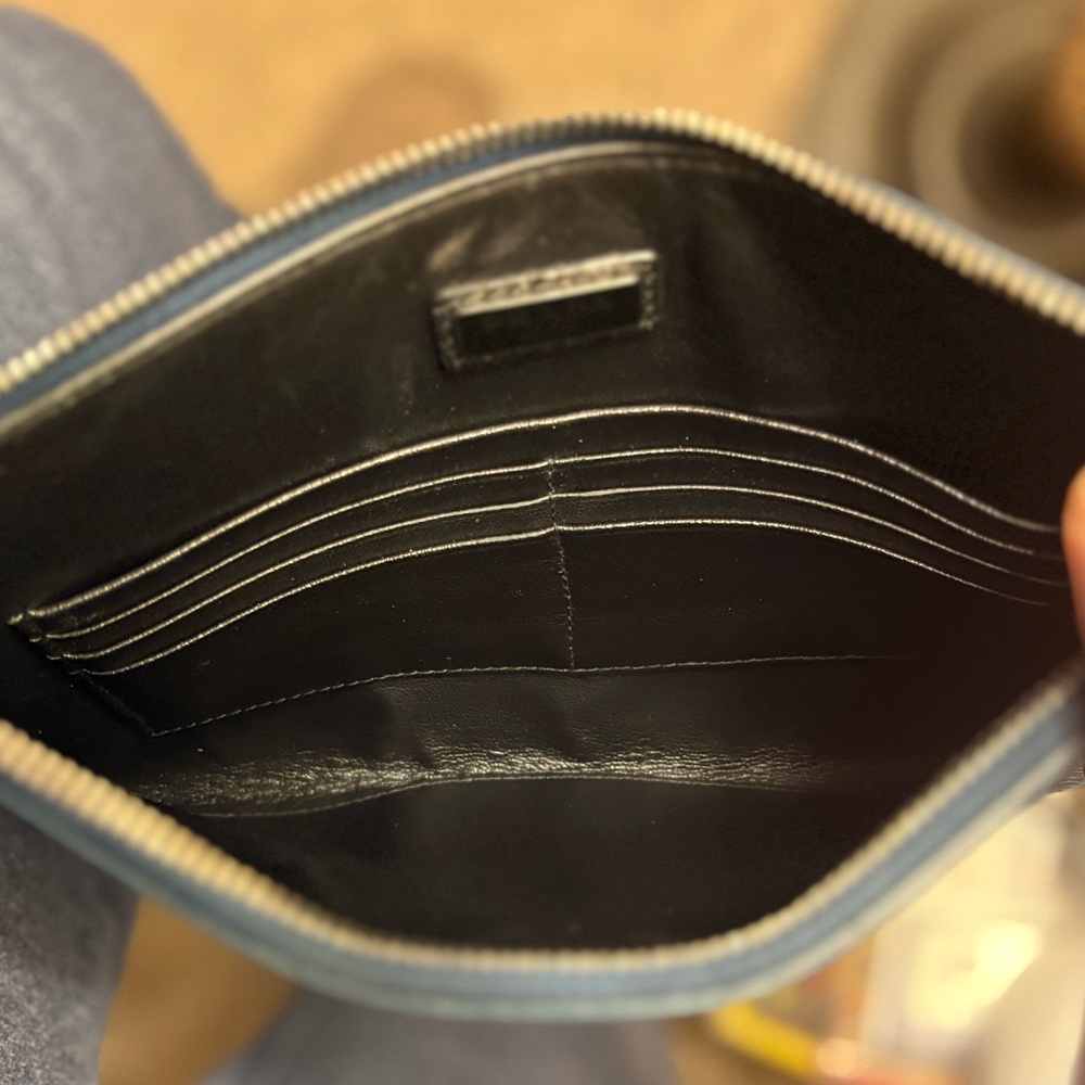 NWOT Prada Saffiano Leather Zip Pouch Clutch / Document Holder 11x7” Cobalt Blue - Picture 10 of 11